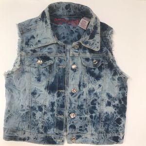 Girls distressed denim vest